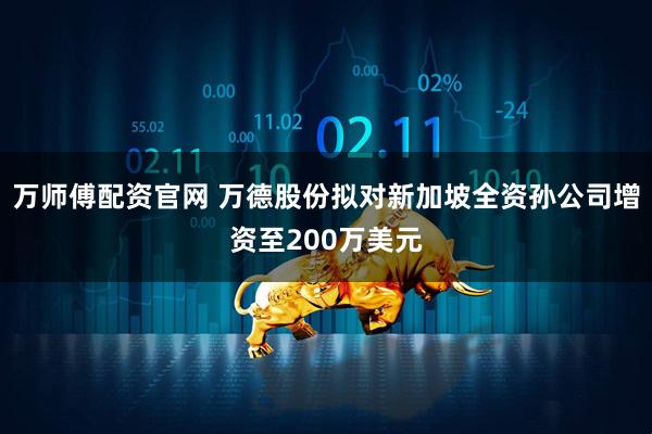 万师傅配资官网 万德股份拟对新加坡全资孙公司增资至200万美元