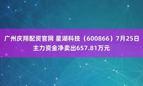 广州庆翔配资官网 星湖科技（600866）7月25日主力资金净卖出657.81万元