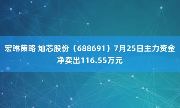 宏琳策略 灿芯股份（688691）7月25日主力资金净卖出116.55万元