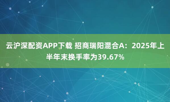 云沪深配资APP下载 招商瑞阳混合A：2025年上半年末换手率为39.67%
